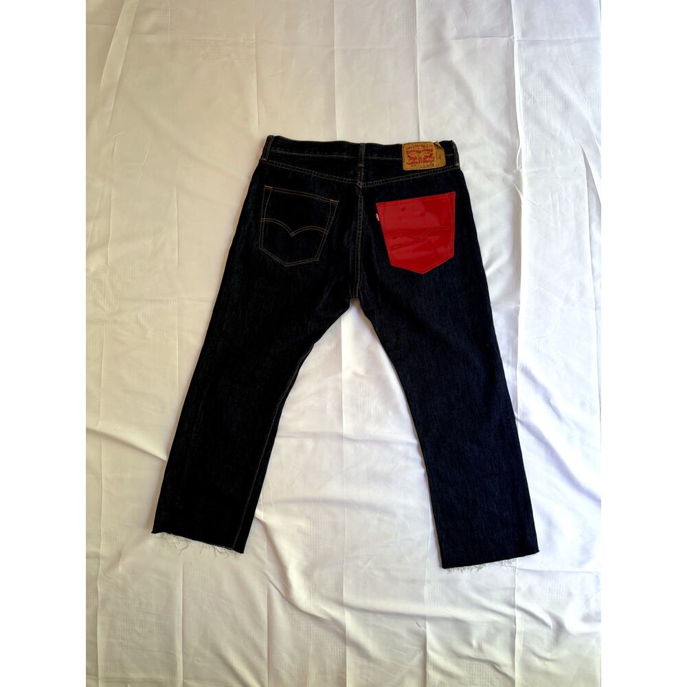Levi's 501 x Karla Welch Red Patent Pocket Jeans W36 NWOT